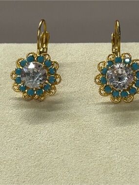 Liz Palacios sparkling gold tone Swarovski crystal drop earrings
